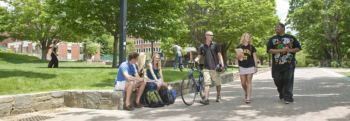 Appalachian State University students walking on campus